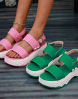 Casual Double-strap Sports Sandals Summer Fashion Solid Color Thick Bottom Buckle Fish Mouth Shoes Women