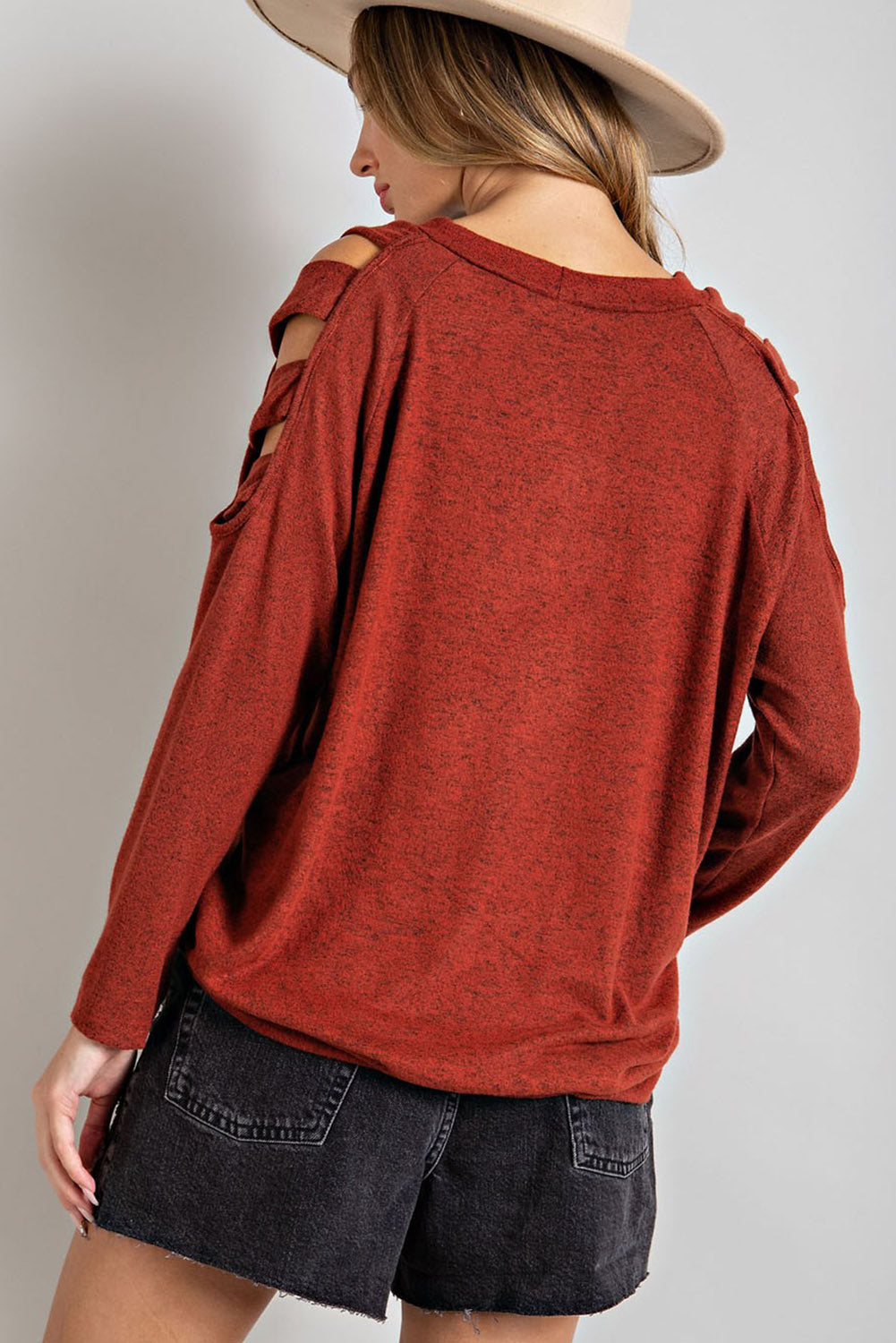 Cutout Round Neck Long Sleeve Top - Little Miss Vanilla