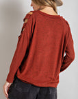 Cutout Round Neck Long Sleeve Top - Little Miss Vanilla