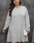 Plus Size Round Neck Long Sleeve Sweater Dress - Little Miss Vanilla