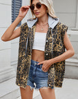 Leopard Buttton Up Denim Vest - Little Miss Vanilla