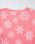 Pink Christmas Snowflake Print Two Piece Loungewear - Little Miss Vanilla