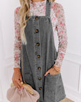 Wide Strap Button Down Denim Overall Dress - Little Miss Vanilla