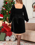 Plus Size Smocked Square Neck Long Sleeve Dress - Little Miss Vanilla