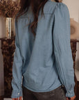 Button Up Long Sleeve Denim Top - Little Miss Vanilla