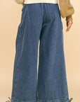 Davi & Dani Drawstring Hem Wide Leg Mid Rise Jeans - Little Miss Vanilla