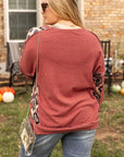 Plus Size Geometric Round Neck Long Sleeve Sweatshirt - Little Miss Vanilla