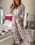 Light Grey Christmas Printed Shirt and Pants Pajama Set - Little Miss Vanilla