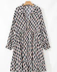 Plus Size Printed Johnny Collar Long Sleeve Dress - Little Miss Vanilla