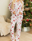 White Christmas Pattern Long Sleeve Shirt and Pants Pajama Set - Little Miss Vanilla