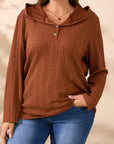 Plus Size Button Detail Long Sleeve Hoodie - Little Miss Vanilla