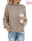 Cardigan Thick Thread Turtleneck Pullover