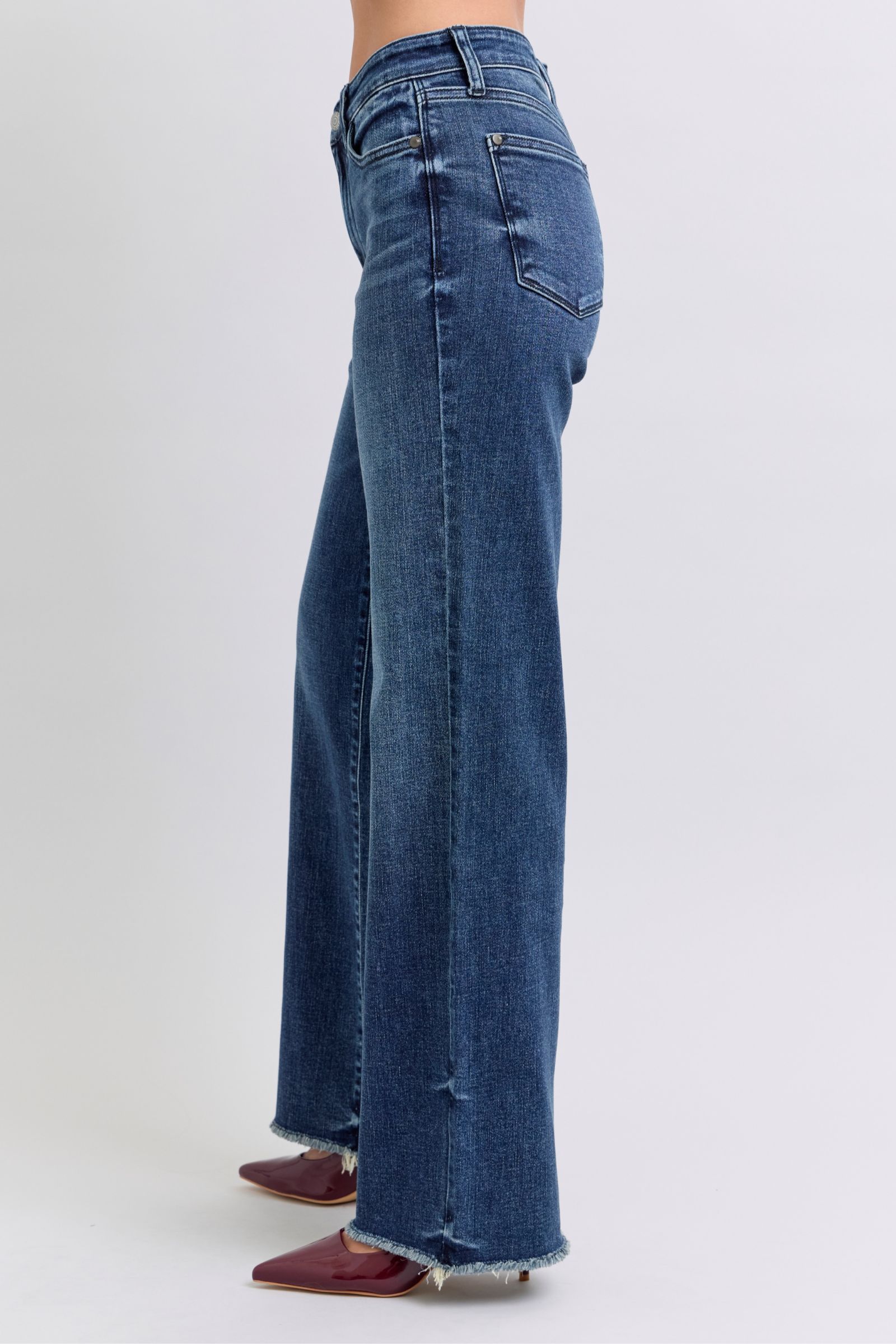 Judy Blue Full Size Raw Hem Mid Rise Jeans - Little Miss Vanilla