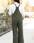 Jungle Green Solid Pocketed Loose Fit Corduroy Overall