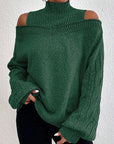 European And American Off-the-shoulder Sweater Women's Pullover Half Turtleneck Autumn And Winter New Lantern Sleeve Sweater