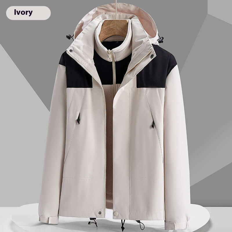 Hooded Windbreaker Unisex Fashion Colorblock Zip-up Jacket With Pockets Waterproof Outwear For Women Men Clothing