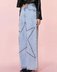 Studded Star Straight Jeans with Pockets - Little Miss Vanilla