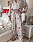 Light Grey Christmas Printed Shirt and Pants Pajama Set - Little Miss Vanilla