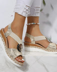 Women's Peep Toe Serpentine Wedges Sandals With Circle Design Casual Summer Shoes