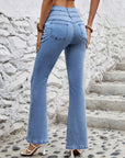 High Waist Flare Jeans with Pockets - Little Miss Vanilla