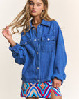 J.NNA Snap Down Long Sleeve Denim Shacket - Little Miss Vanilla