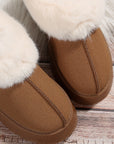 Chestnut Plush Suede Trim Thick Sole Flat Snow Boots - Little Miss Vanilla