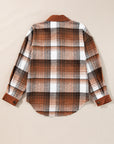 Cinnamon Plaid Corduroy Patchwork Chest Pocket Shacket