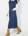 Slit Half Button Collared Neck Cap Sleeve Denim Dress - Little Miss Vanilla