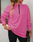 Mandy Zip-Up Dropped Shoulder Sweatshirt - Little Miss Vanilla