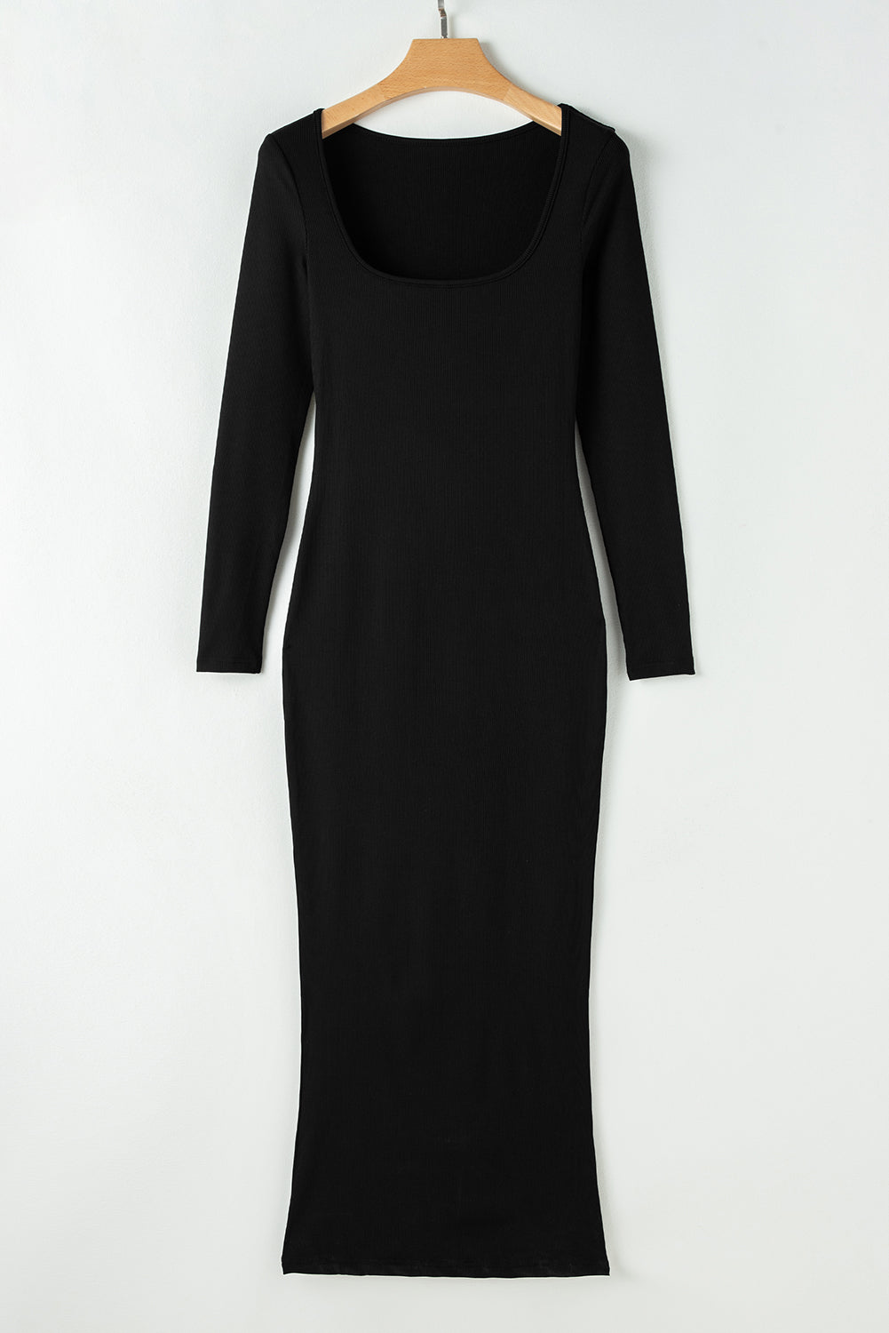 Black Long Sleeve Square Neck Maxi Bodycon Dress - Little Miss Vanilla