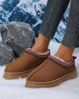 Chestnut Contrast Print Suede Plush Lined Snow Boots