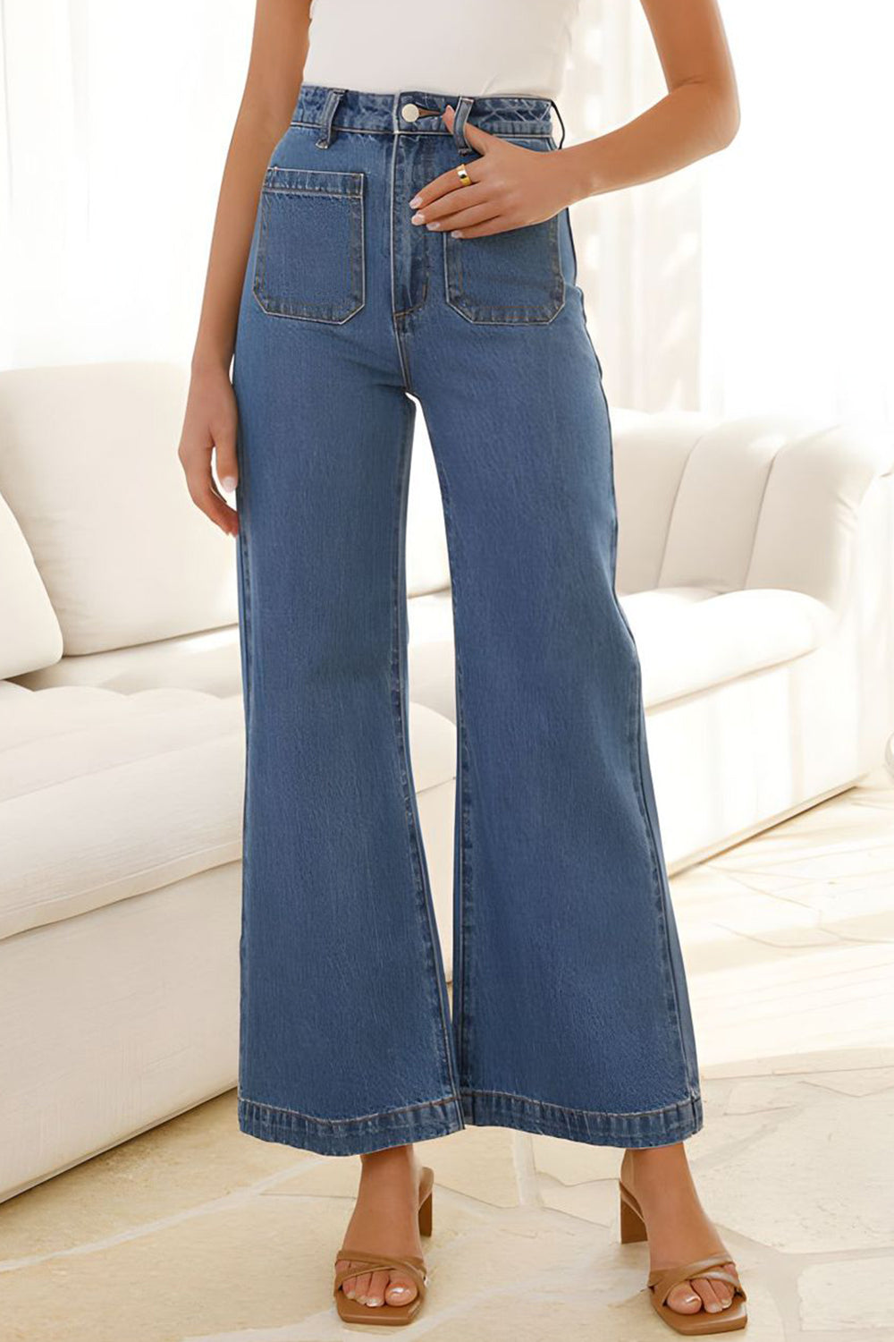 High Waist Bootcut Jeans with Pockets - Little Miss Vanilla