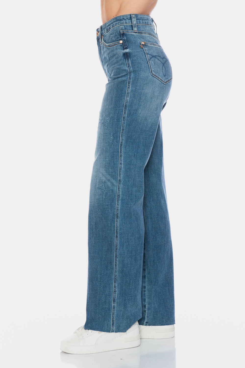 Judy Blue Full Size Tummy Control Cut Raw Hem Straight Jeans - Little Miss Vanilla