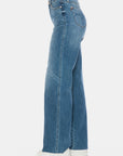 Judy Blue Full Size Tummy Control Cut Raw Hem Straight Jeans - Little Miss Vanilla