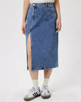 Slit Midi Denim Skirt with Pockets - Little Miss Vanilla