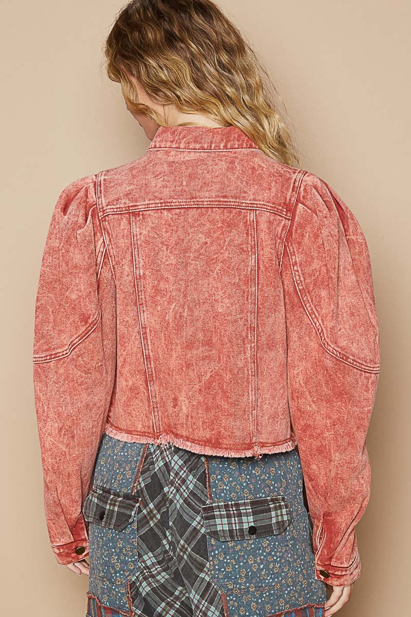 POL Raw Hem Button Up Cropped Denim Jacket - Little Miss Vanilla