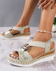 Women's Peep Toe Serpentine Wedges Sandals With Circle Design Casual Summer Shoes