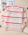 Plus Size Confetti Striped Round Neck Sweater - Little Miss Vanilla