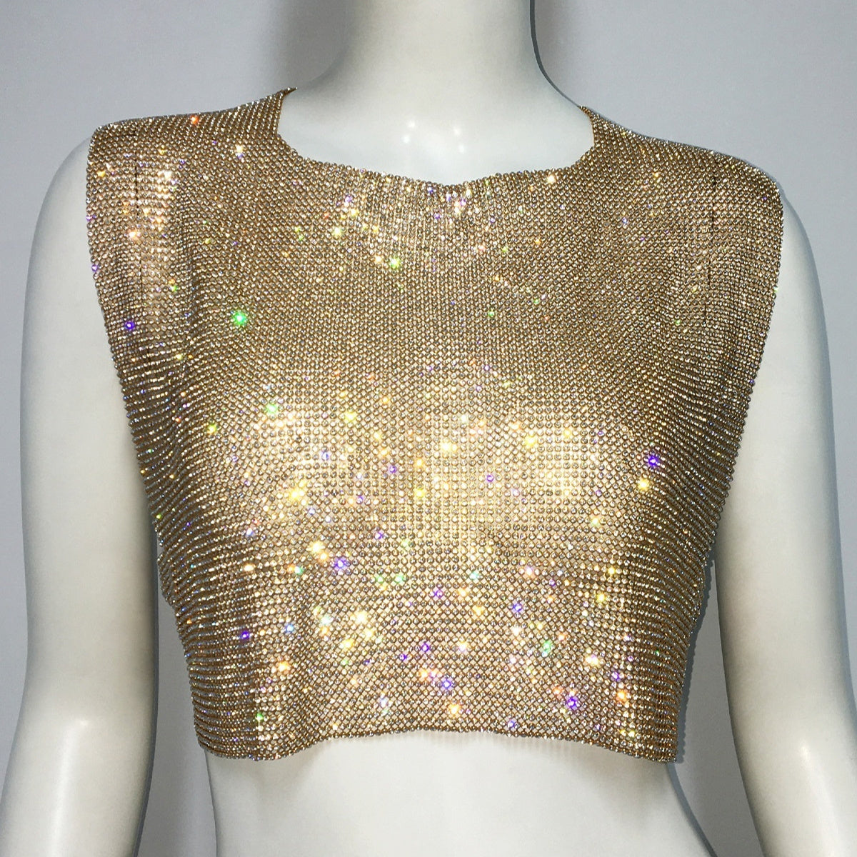 Women's Sleeveless Blouse Metal Rhinestone Backless - Little Miss Vanilla