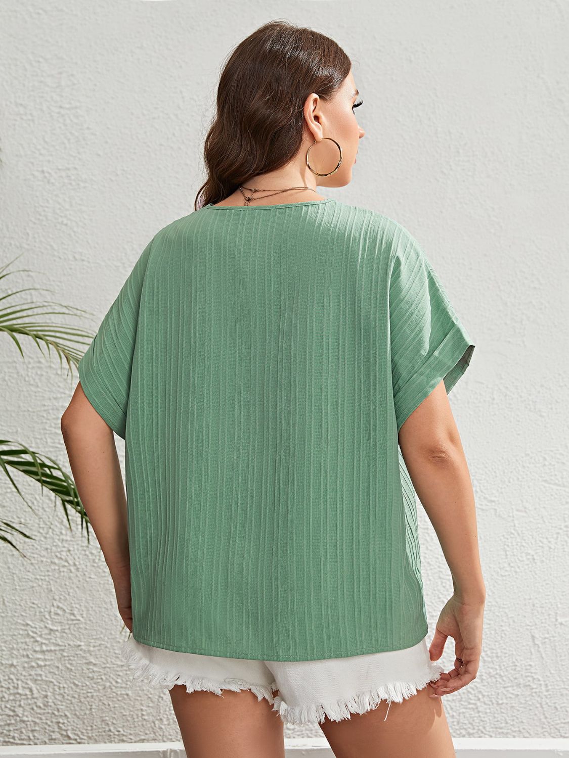 Honey Plus Size Buttoned V-Neck Short Sleeve Top - Little Miss Vanilla