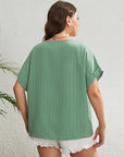 Honey Plus Size Buttoned V-Neck Short Sleeve Top - Little Miss Vanilla