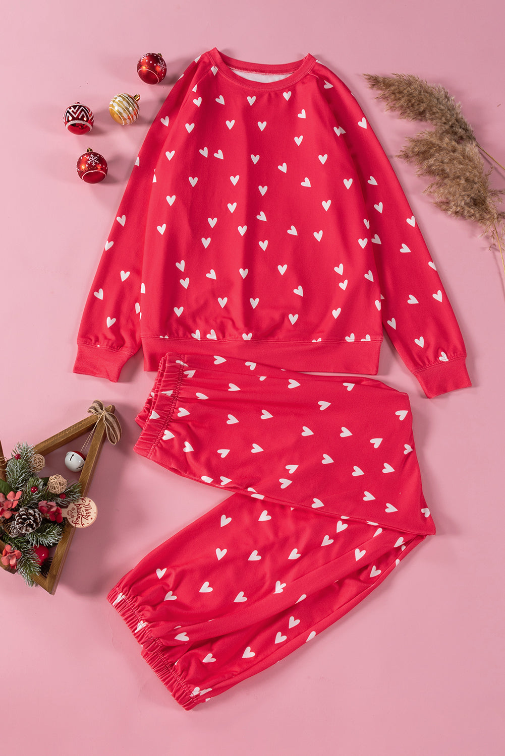 Fiery Red Valentines Heart Print Pants Set - Little Miss Vanilla