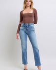 Judy Blue Full Size Run Vintage Wash Thermal Straight Jeans - Little Miss Vanilla