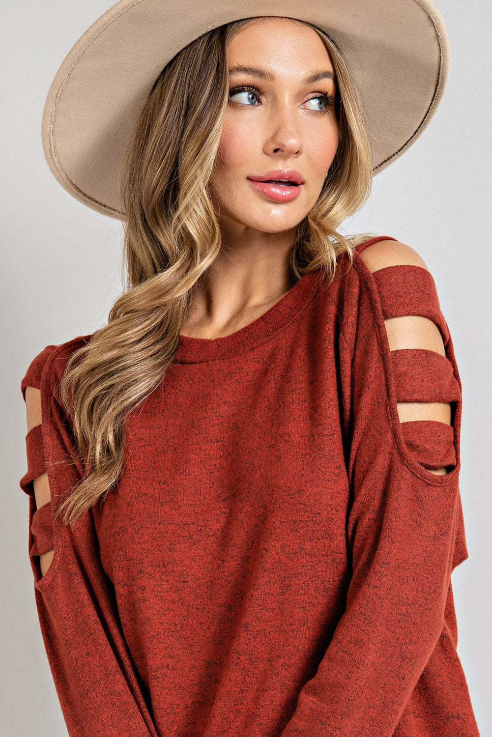 Cutout Round Neck Long Sleeve Top - Little Miss Vanilla