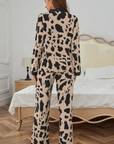 Khaki Cheetah Contrast Trim Loose Fit Two Piece Sleepwear - Little Miss Vanilla