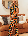 Orange Halloween Pattern Short Sleeve Shirt Pajama Set - Little Miss Vanilla