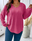 Plus Size Drawstring Dropped Shoulder Hooded T-Shirt - Little Miss Vanilla