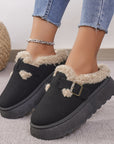 Fashion Thick-soled Plush Buckle Cotton Slippers Winter Indoor And Outdoor Casual Warm Shoes Women Garden Slipper