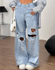 Distressed Wide Leg Jeans with Pockets - Little Miss Vanilla