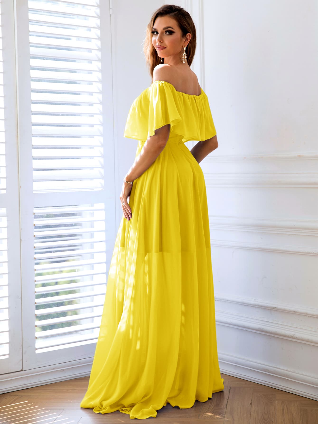 Off-Shoulder Layered Split Maxi Dress - Little Miss Vanilla